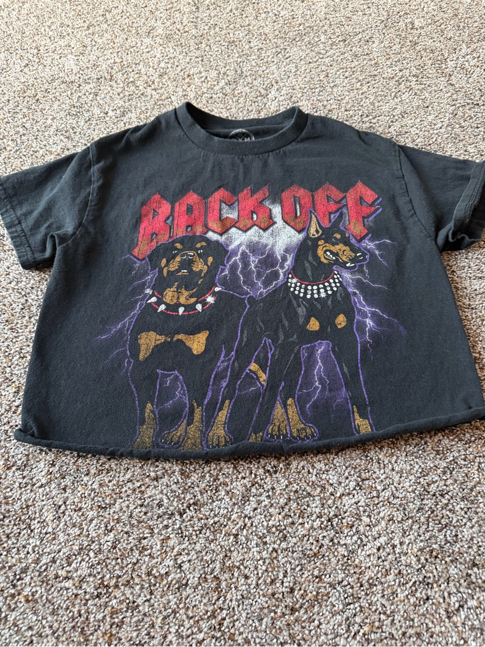 DOM Back Off Rottweiler Doberman Women's Small Oversized Crop Graphic Tee
